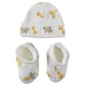 Print Rib Knit Infant Cap and Booties Set