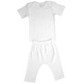White Interlock Short Sleeve Lap T-Shirt & Long Pants Set