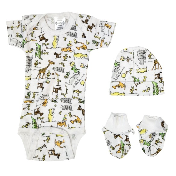 Boys Newborn 3 Piece Gift Set Crocodile-Print