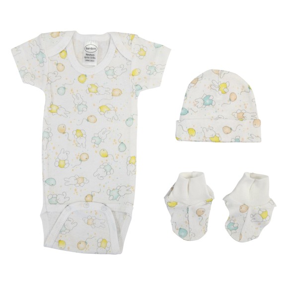 Boys Newborn 3 Piece Gift Set Bunny-Print