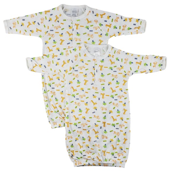 Infant Gown - Zebra Giraffe 2 Pack