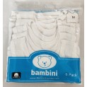 Bambini Rib Knit White Sleeveless Tank Top Shirt 6-Pack