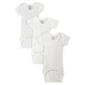 Preemie Rib Knit White Short Sleeve Onezie 3-Pack