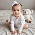 Rib Knit White Long Sleeve Onezie 3-Pack