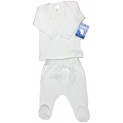 White Interlock Long Sleeve Shirt & Closed-Toe Pants Set