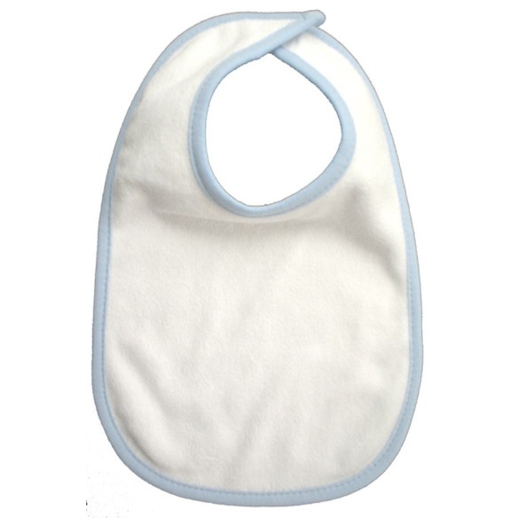 Bib - White With Blue Binding Two Ply Terry