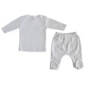White Interlock Long Sleeve Shirt & Closed-Toe Pants Set