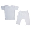 White Interlock Short Sleeve Lap T-Shirt & Long Pants Set