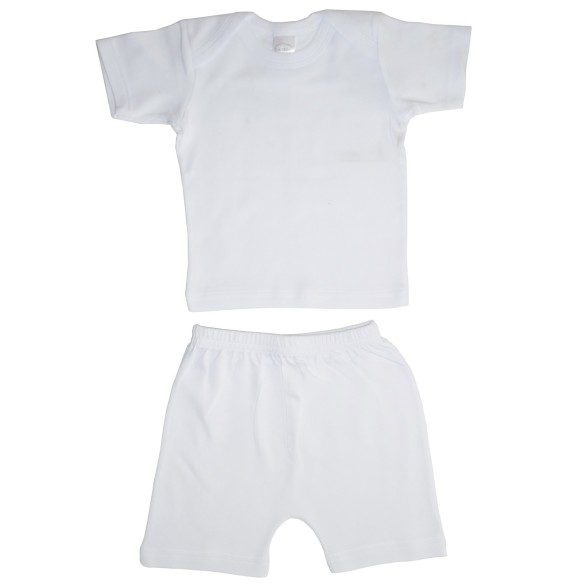 Newborn Bambini  White Interlock Two Piece Set