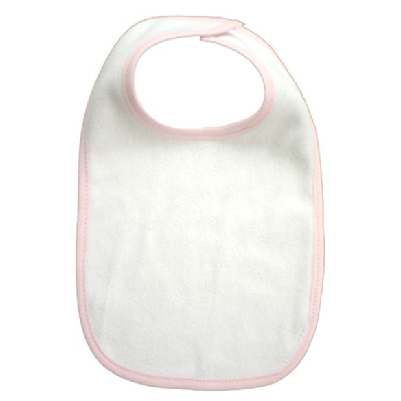 Bib - White With Pink Binding Two Ply Terry