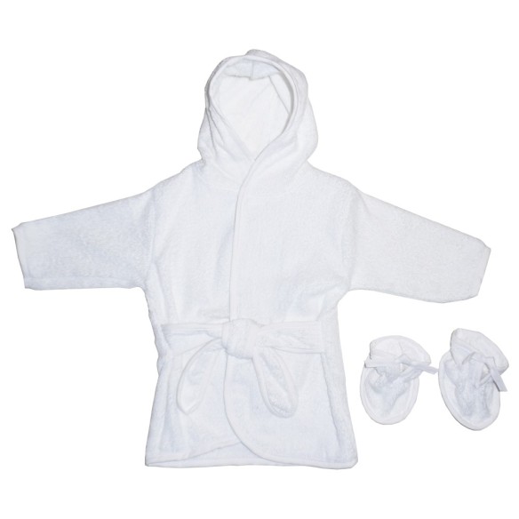 White Terry Hooded Bath Robe 
