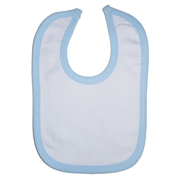 2-Ply Interlock White with Blue Trim Infant Bib