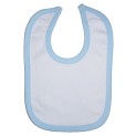 2-Ply Interlock White with Blue Trim Infant Bib