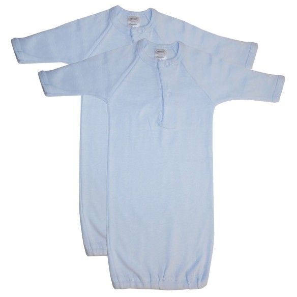 Preemie Boy's Rib Knit Gown Solid Color 2-Pack