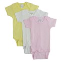 Girl's Rib Knit Pastel Short Sleeve Onezie 3-Pack