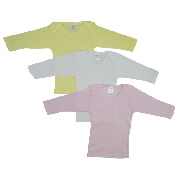 Girl's Rib Knit Pastel Long Sleeve T-Shirt 3-Pack