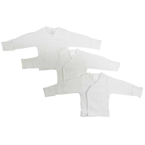 White Side Snap Long Sleeve Shirts With Mitten Cuff