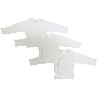 Long Sleeve Side Snap Shirt with Mitten Cuff - White