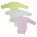 Girl's Rib Knit Pastel Long Sleeve Onezie 3-Pack