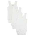 Rib Knit White Sleeveless Tank Top Onezie 3-Pack