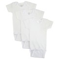 Rib Knit White Short Sleeve Onezie 3-Pack