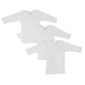 Rib Knit White Long Sleeve Lap T-Shirt 3-Pack
