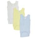 Boy's Rib Knit Pastel Sleeveless Tank Top Onezie 3-Pack