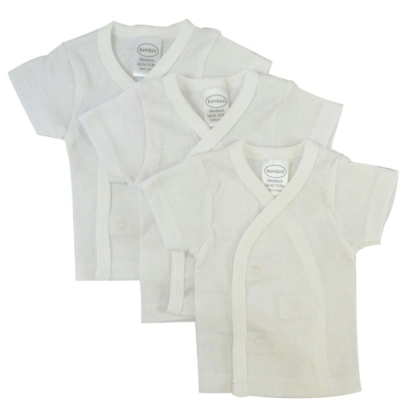 White Short Sleeve Side-Snap Shirt 3-Pack