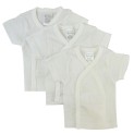 Rib Knit White Short Sleeve Side-Snap Shirt 3-Pack