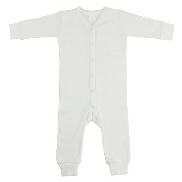 Newborn Baby Interlock White Union Suit Long Johns