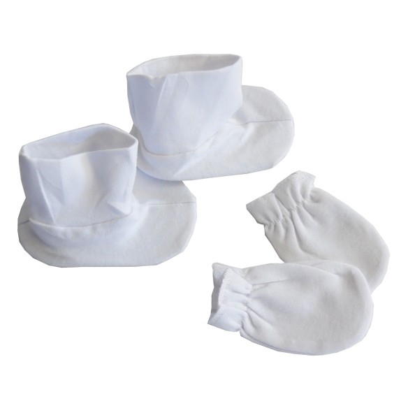 Infant Bootie & Mitten Set - White