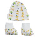 Print Rib Knit Infant Cap and Booties Set