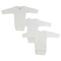 Rib Knit White Long Sleeve Onezie 3-Pack
