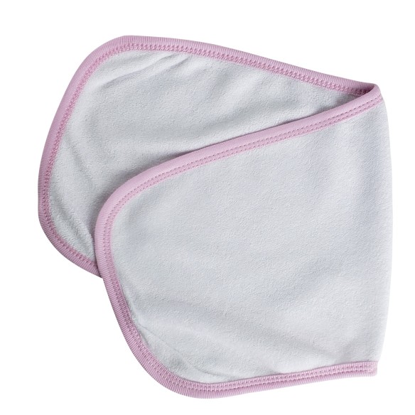 Burp Cloth - White With Pink Binding Two Ply Terry