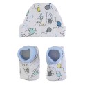 Print Rib Knit Infant Cap and Booties Set