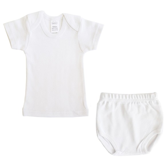Interlock White Short Sleeve Lap T-Shirt & Underwear Set