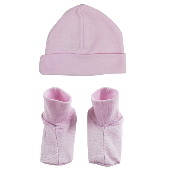 Baby Cap &  Bootie Set Pink and Blue Newborn