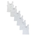 Bambini Rib Knit White Sleeveless Tank Top Shirt 6-Pack