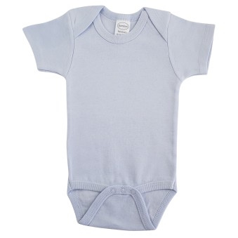Pastel Blue Interlock Short Sleeve Bodysuit Onezies