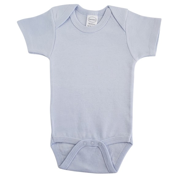 Pastel Blue Interlock Short Sleeve Bodysuit Onezies