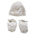Print Rib Knit Infant Cap and Booties Set